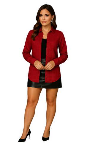Red Sheer premium Burberry Checks Shirt - For Women