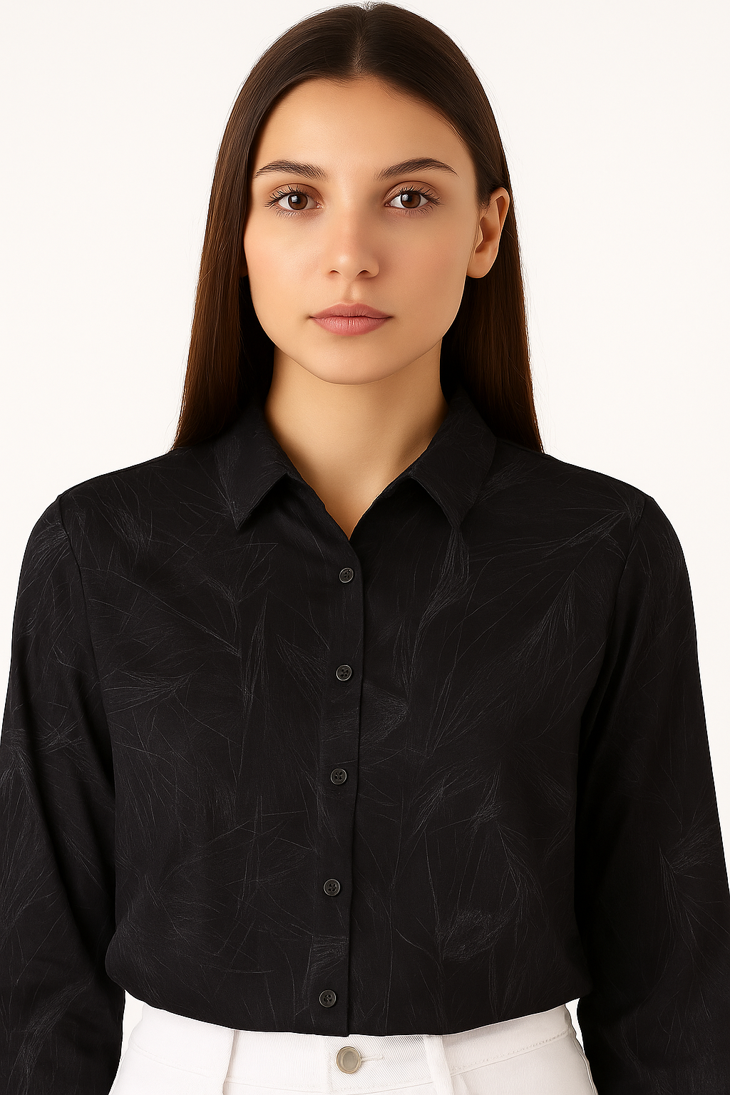 Shadow Black Printed Melange Shirt - For Women - Wrinkle resistant