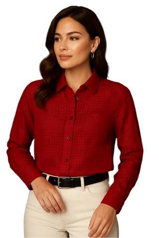Red Sheer premium Burberry Checks Shirt - For Women