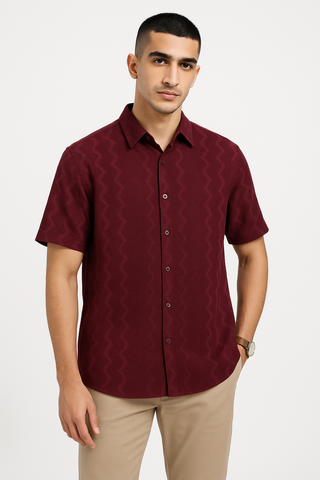 Wine Maroon Comfort Flex Wave Shirt - For Men