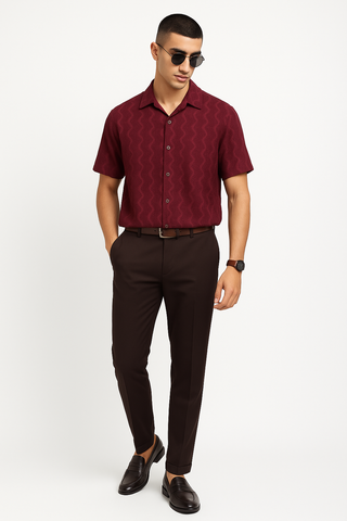 Wine Maroon Comfort Flex Wave Shirt - For Men