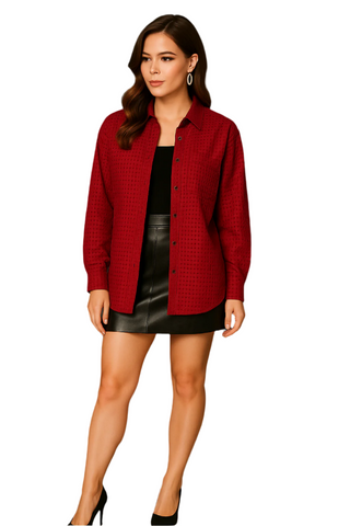 Red Sheer premium Burberry Checks Shirt - For Women