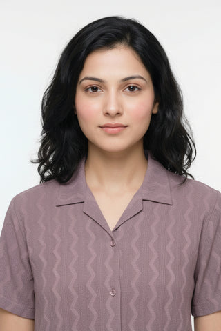 Dusty Mauve Self-Textured Premium Women’s Shirt – Wrinkle Resistant, Stretchable & Breathable