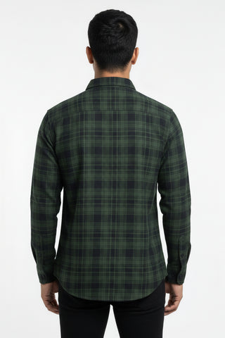 Men Green Checked Premium Cotton Shirt for Men