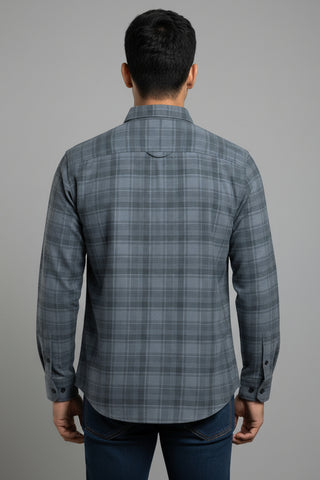 Slate Grey Checked Premium Cotton Shirt for Men