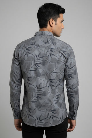 Men Charcoal Printed Premium Cotton Shirt