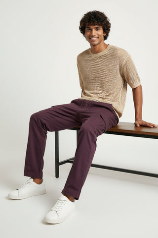 Wine Maroon Men’s Premium Micro-Corduroy Lifestyle Cargos – Dare & Rise
