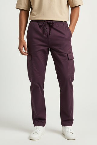 Wine Maroon Men’s Premium Micro-Corduroy Lifestyle Cargos – Dare & Rise