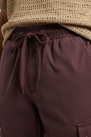 Wine Maroon Men’s Premium Micro-Corduroy Lifestyle Cargos – Dare & Rise