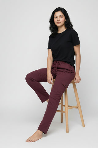 Wine Maroon Women’s Premium Micro-Corduroy Lifestyle Cargos – Dare & Rise