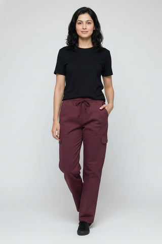 Wine Maroon Women’s Premium Micro-Corduroy Lifestyle Cargos – Dare & Rise